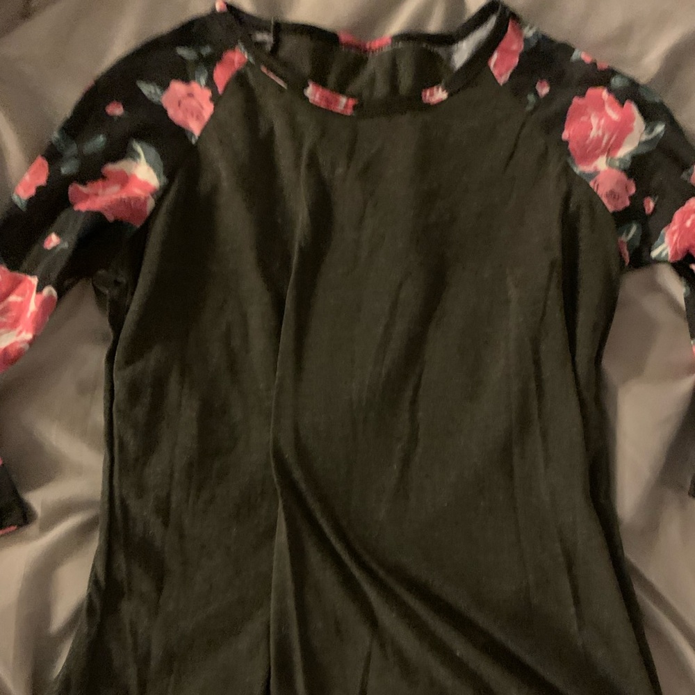 Floral and gray Tee